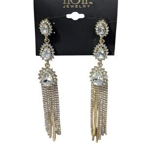 nOir Rhinestone Tassel Earrings